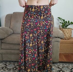 Christopher & Banks Vintage Retro Floral Suede Maxi Skirt Size 12